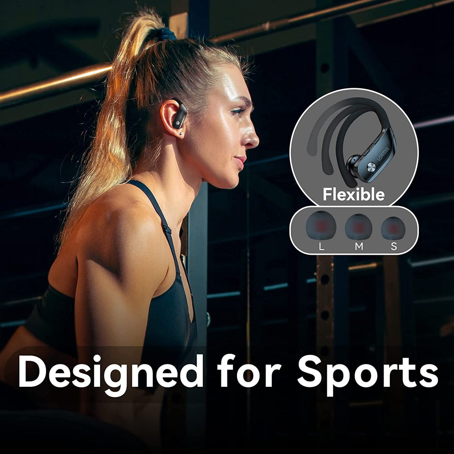 VEAT00L Wireless Earbuds Bluetooth Headphone Sport, Bluetooth 5.4 Earbud, 72Hrs Earphone with Earhook, Mic