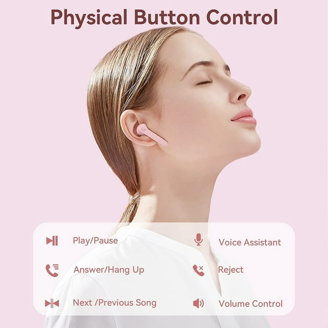 VEAT00L True Wireless Earbuds, TWS Bluetooth Headphones Stereo Sound Earphones, 50H Playtime Wireless Charging Case & Power Display,Built in microphone, waterproof and sweat proof