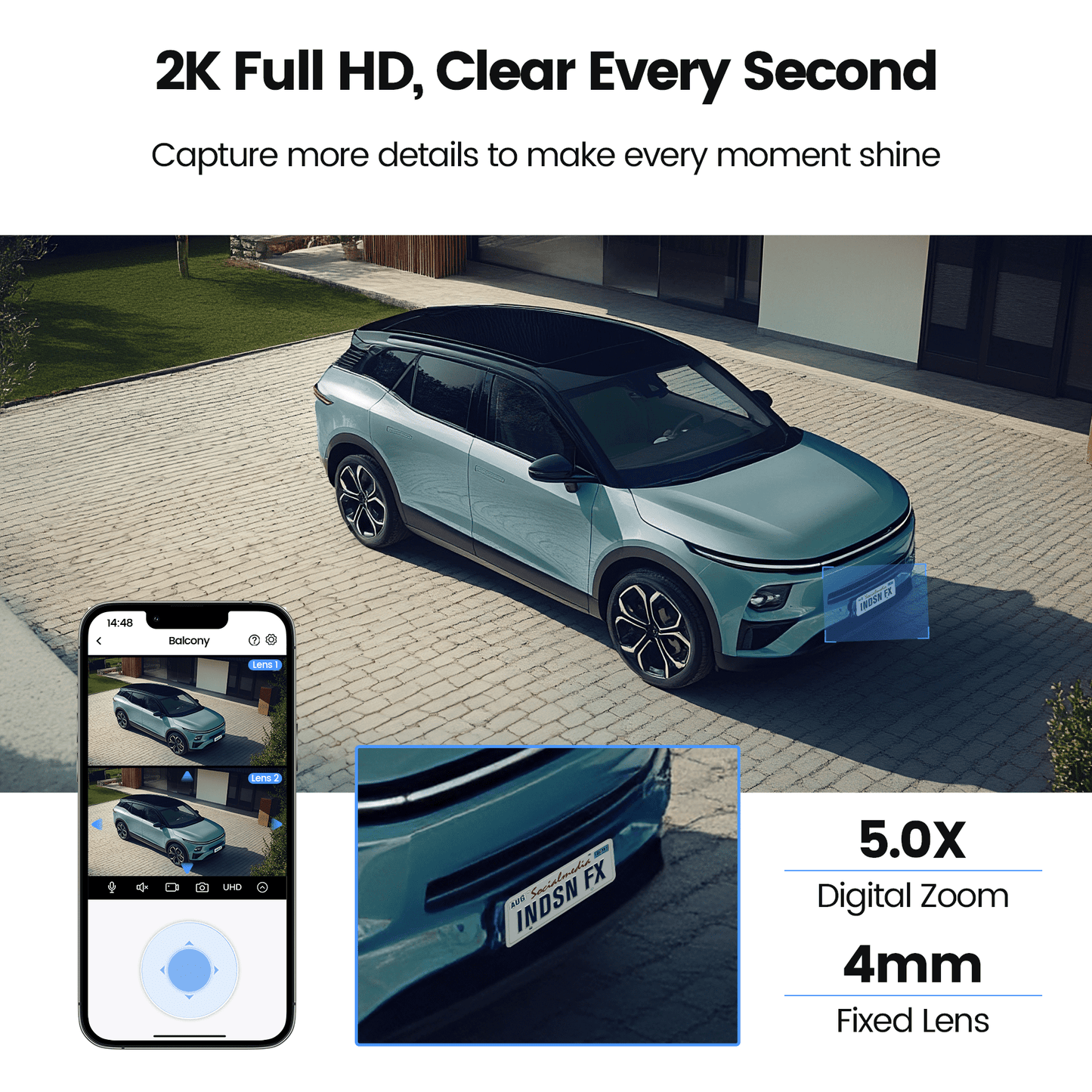 Losei 8MP/4K Outdoor Smart Security Camera with Light Alarm,Color Night Vision,2.4G WiFi,Motion Detection,IP66 Weatherproof , 360° View