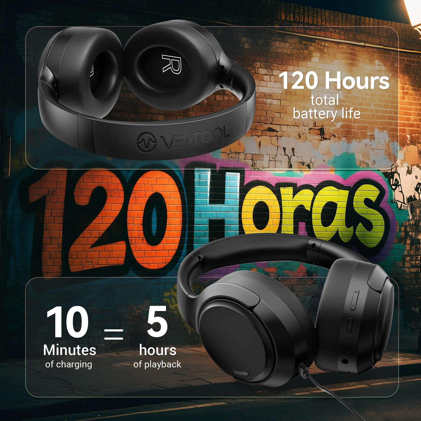 Hybrid Active Noise Cancelling Headphones,-50dB Wireless Bluetooth Headphones with Hi-Res Audio,120H Playtime Over Ear Bluetooth Headphones with 6 ENC Clear Mic