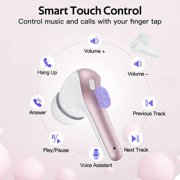 Bluetooth Headphones True Wireless Earbuds 60H Playback LED Power Display Earphones with Wireless Charging Case IPX5 Waterproof in-Ear Earbuds with Mic for TV Smart Phone Computer Laptop Sports