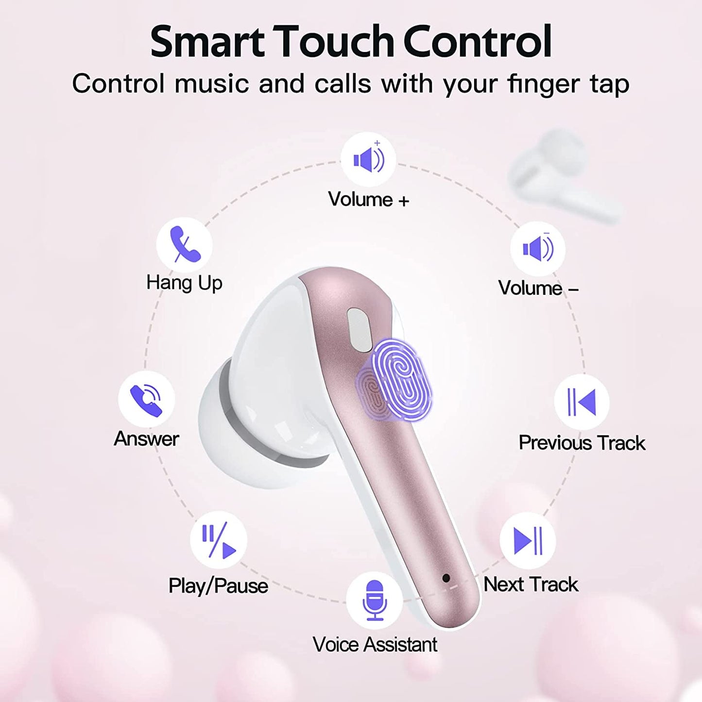 VEATOOL Bluetooth Headphones True Wireless Earbuds 65H Playback Power Display Earphones with Wireless Charging Case IPX7 Waterproof in-Ear Earbuds with Mic for TV Phone Computer Laptop