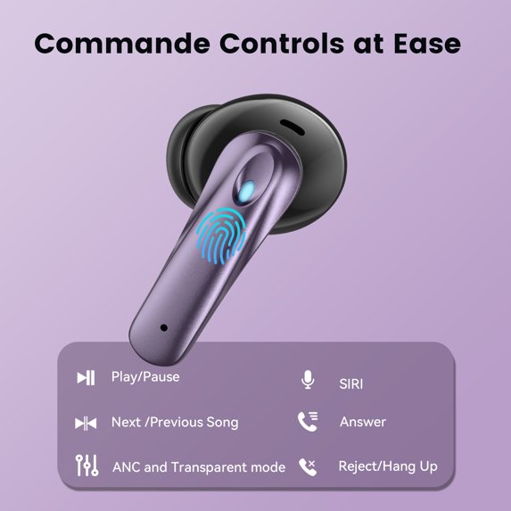 VEAT00L P91 Wireless Earbuds, Bluetooth Headphones V5.4 Stereo Ear buds with Noise Cancelling Mics, 60H Playback Mini Case with Dual LED Display, IP7 Waterproof in-Ear Earphones for Android iOS（副本）
