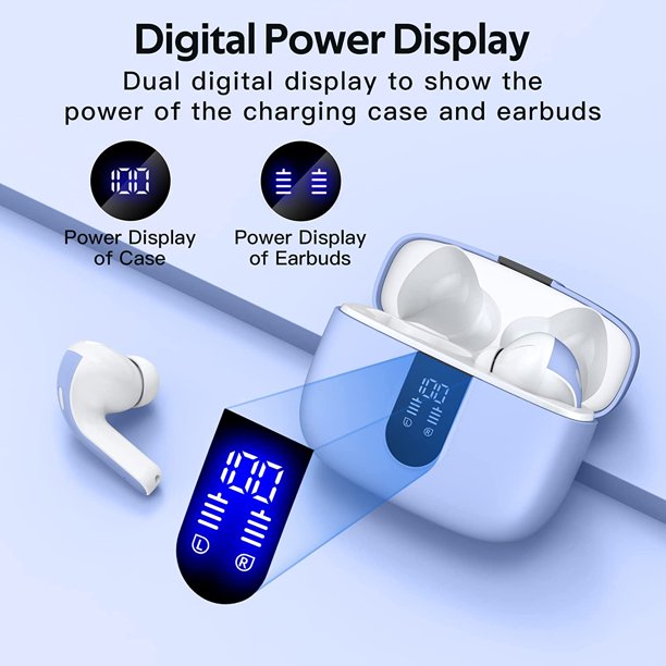 VEATOOL Bluetooth Headphones True Wireless Earbuds 60H Playback LED Power Display Earphones with Wireless Charging Case IPX7 Waterproof in-Ear Earbuds with Mic for TV Smart Phone Computer Laptop