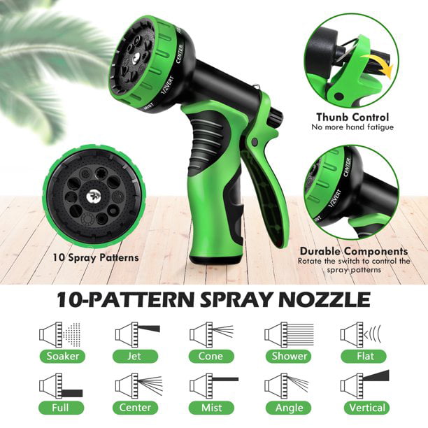 Expandable Garden Hose 150ft Upgraded,Flexible Lightweight Water Hose with 10 Way Spray Nozzle,Durable 4-Layer Latex Core,3/4” Solid Brass Fittings,Easy Store No Kink Leakproof Expanding Pipe