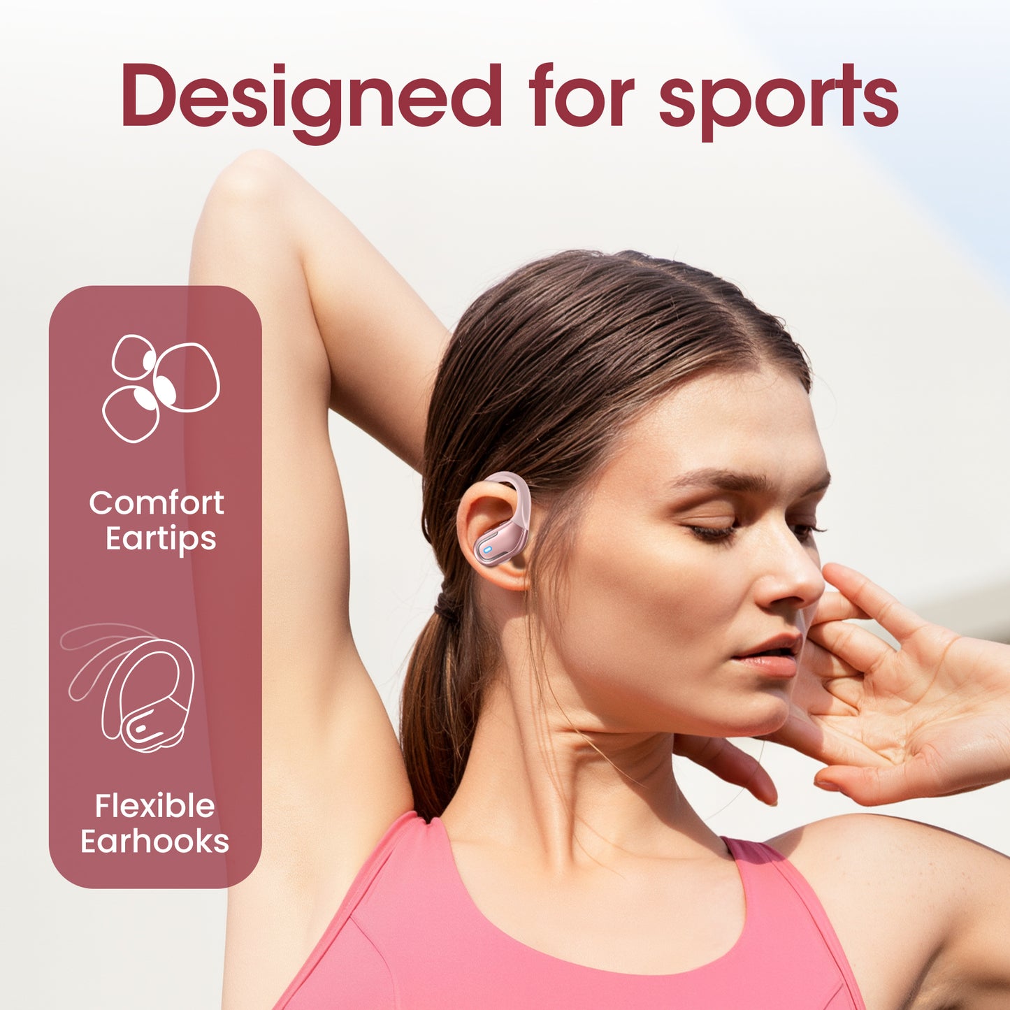VEAT00L Wireless Earbud, 80Hrs Bluetooth 5.3 Headphones IP7 Waterproof for Sport, Running Wireless Earphones with ENC Noise Cancelling Mics, Deep Bass Over Ear bud with Earhooks for Android, iOS