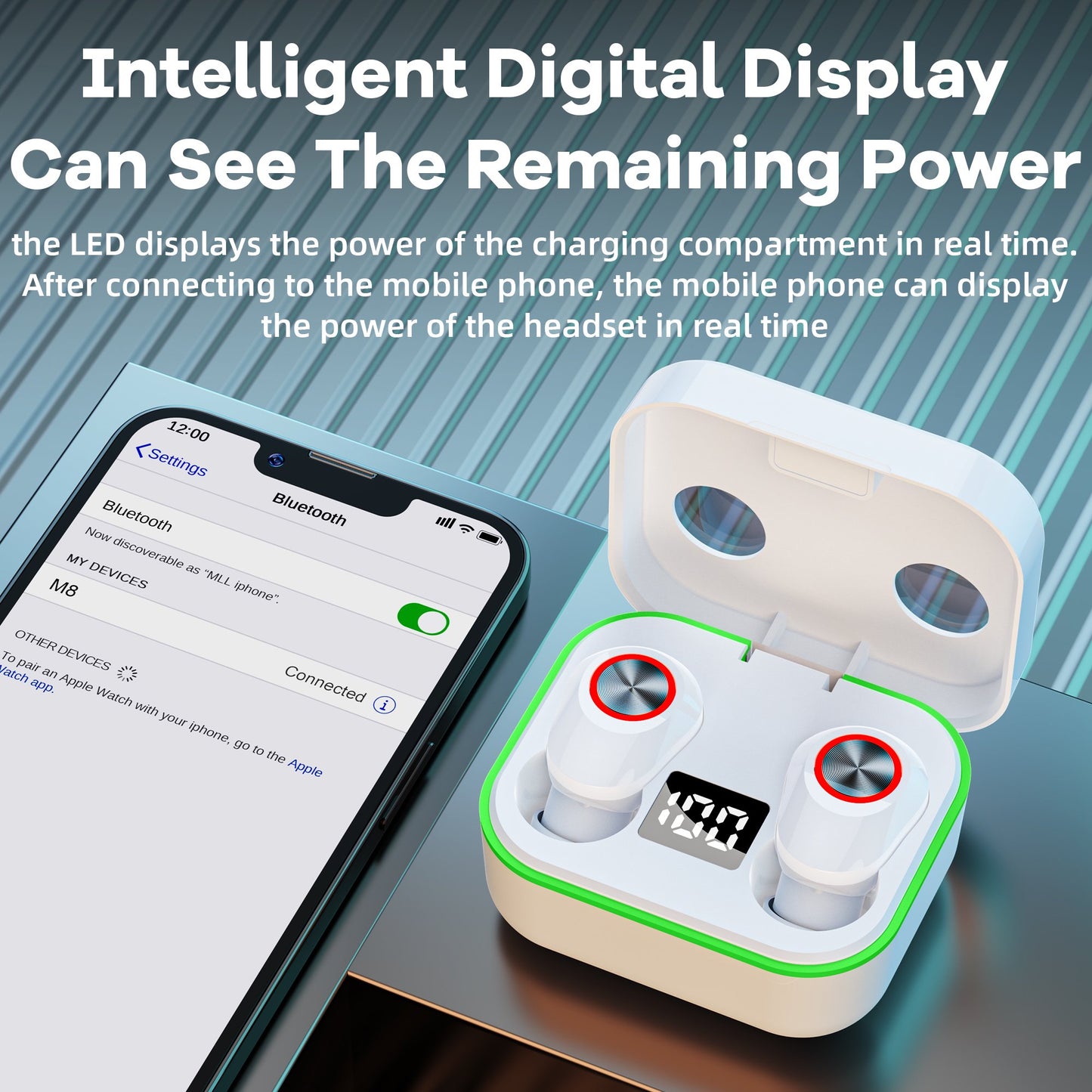 VEAT00L True Wireless Headphones, Update 5.1 Auto Pairing Touch Control HiFi Stereo Sound in-Ear Earphones Binaural Call Headset with Built-in Mic and Charging Case for Sports Running