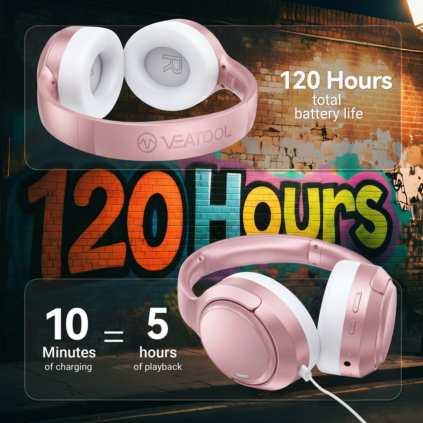 Starlight Over-Ear Bluetooth Headphones: 40mm Bass Driver, Bluetooth 5.3 Dual-Mode, 40hr Battery, Comfort Fit
