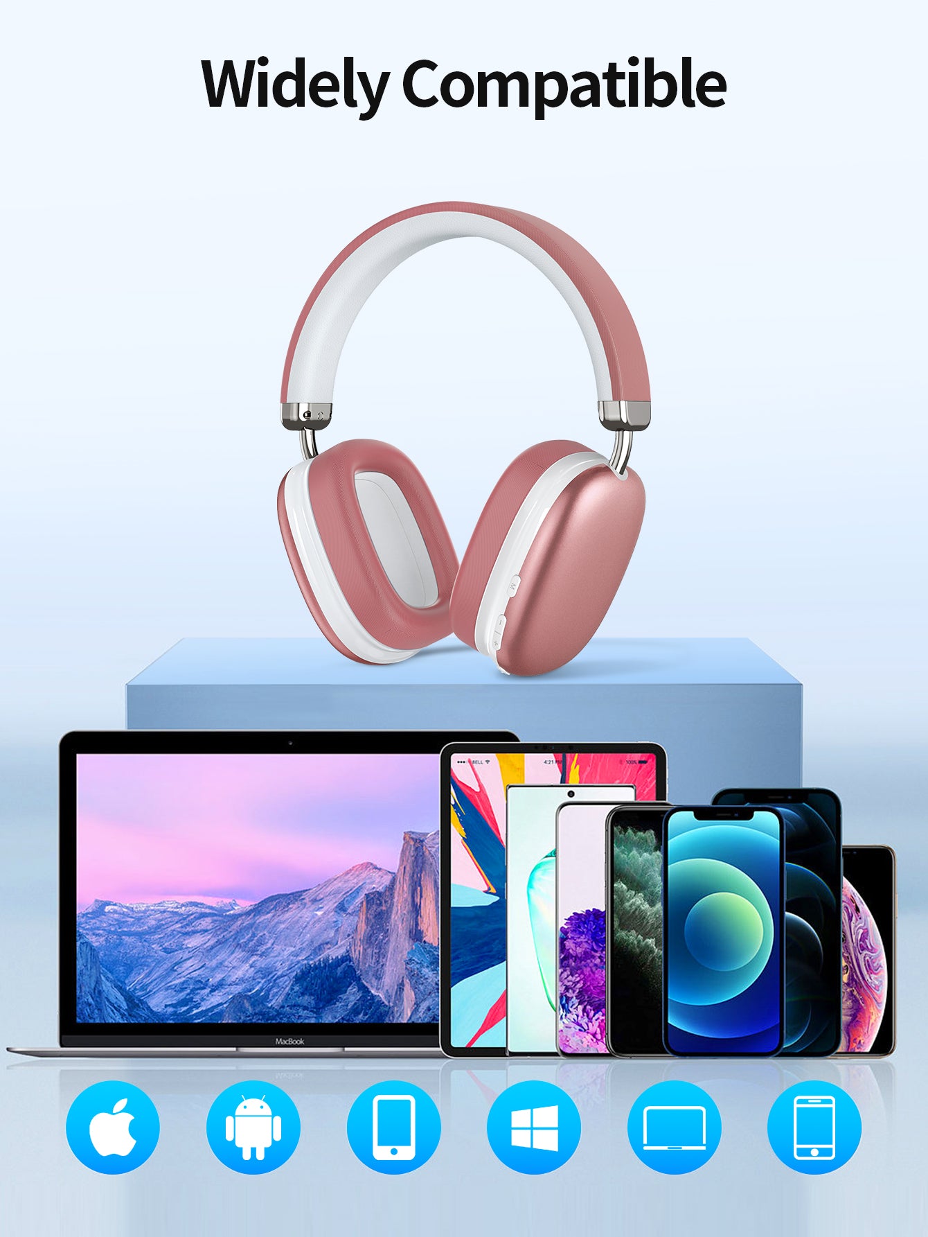 BT5.1 Wireless Over-Ear Headphones, 40H Playtime, 4-Mic ENC Noise Cancelling, Lightweight, Deep Bass, Comfort Fit for Travel & Work