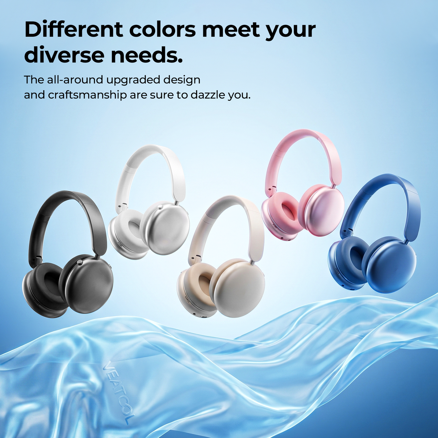 Active Noise Cancelling Headphones,60H Playtime Bluetooth 6.0 Wireless Headphones with Hi-Res Audio
