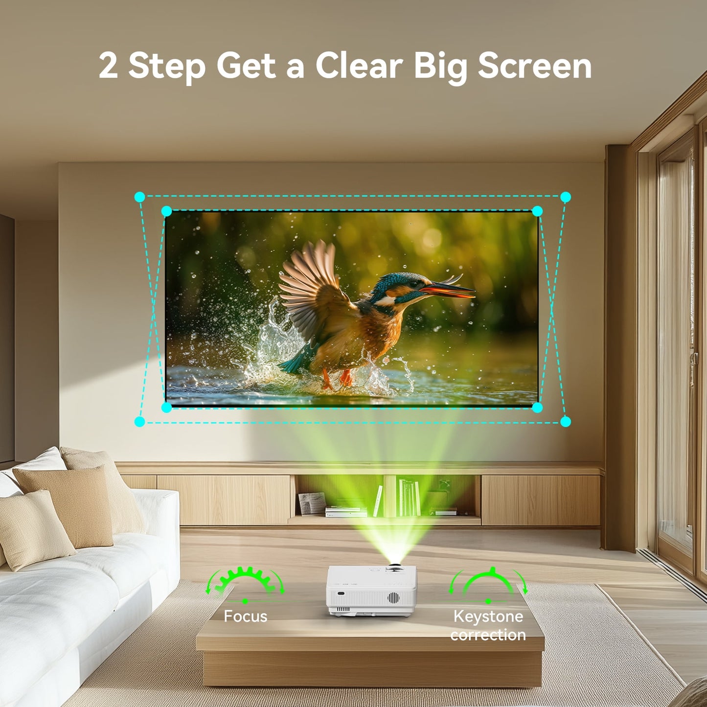 M6 1080P Portable Projector, 200" Display, Outdoor Movie Projector, Home Theater, Compatible with HDMI/USB/AV/Smartphone/TV Box/Laptop