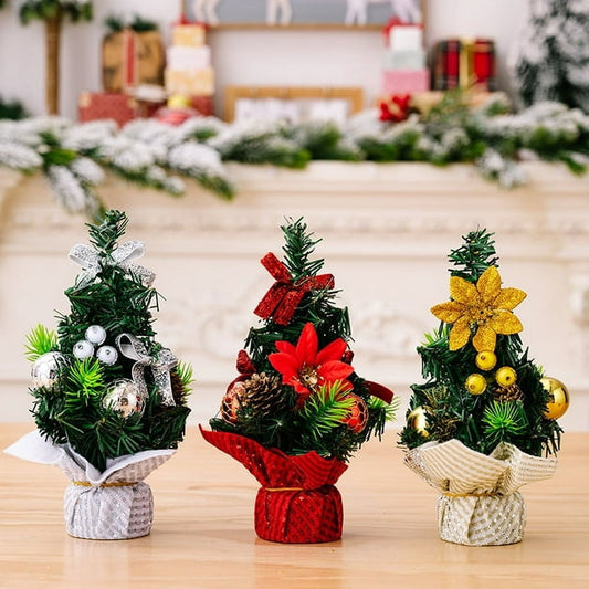 9.8in Mini Artificial Christmas Tree, Christmas Decoration for Table and Desk Tops Small Christmas Pine Tree, Perfect Tabletop Xmas Decoration for Your Home and Office
