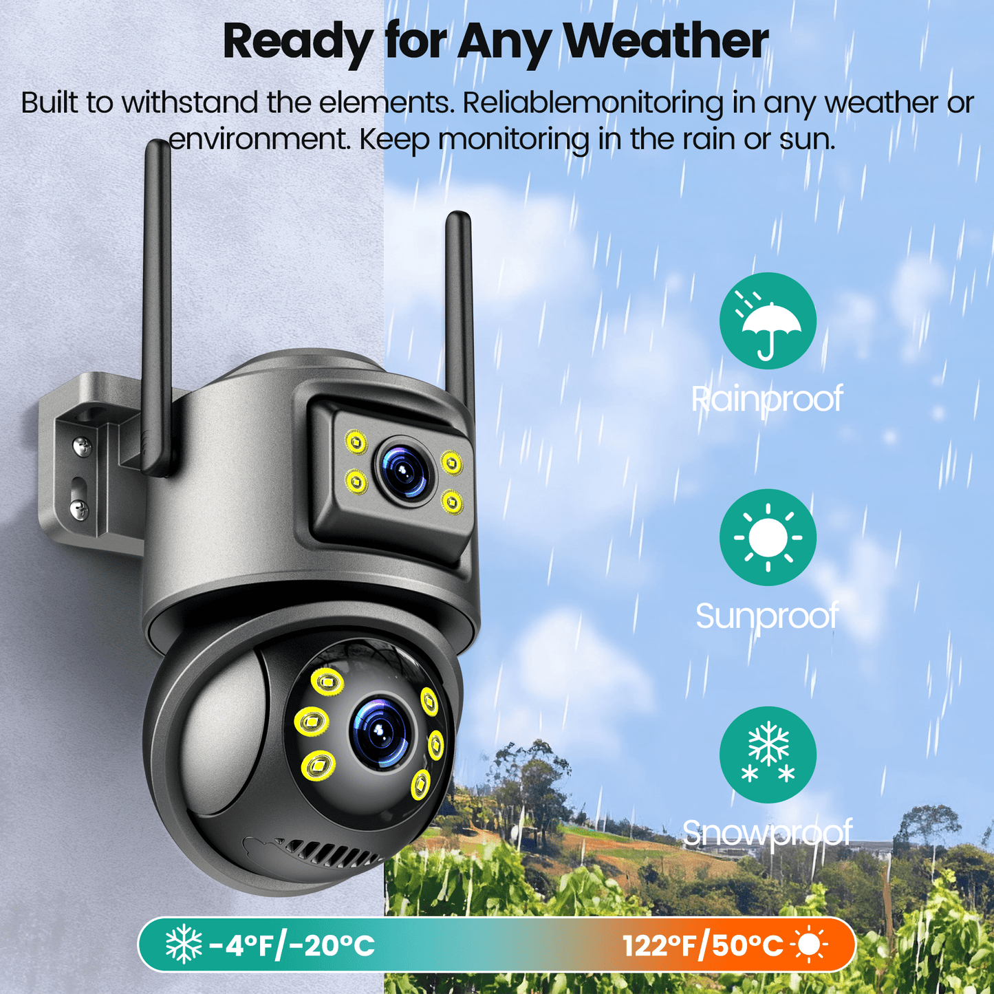 Losei Home Security 4K 8MP Outdoor Night Vision, Motion Detection,IP66 Weatherproof, Two-Way Audio Camera, Gray