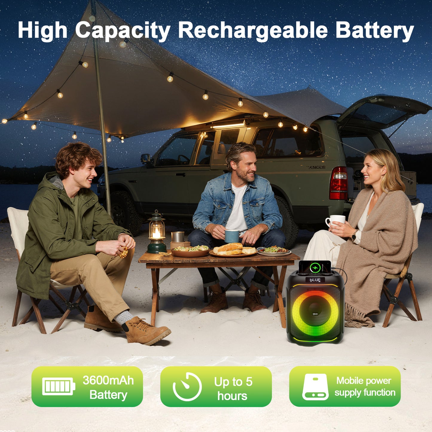 VEATOOL Karaoke Machine, Home Karaoke System with 2 Microphone, Bluetooth Speaker with Party Light, ET107