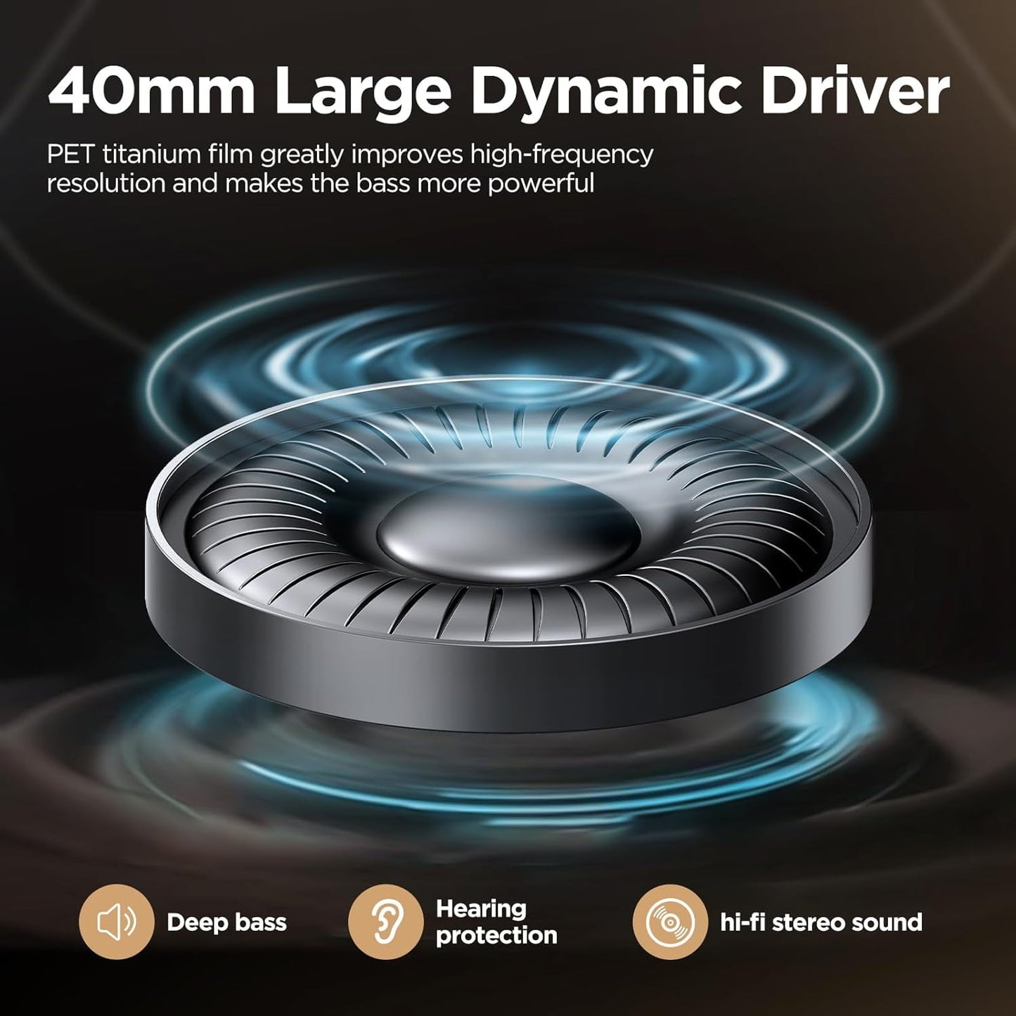 Hybrid Active Noise Cancelling Headphones,-50dB Wireless Bluetooth Headphones with Hi-Res Audio,120H Playtime Over Ear Bluetooth Headphones with 6 ENC Clear Mic