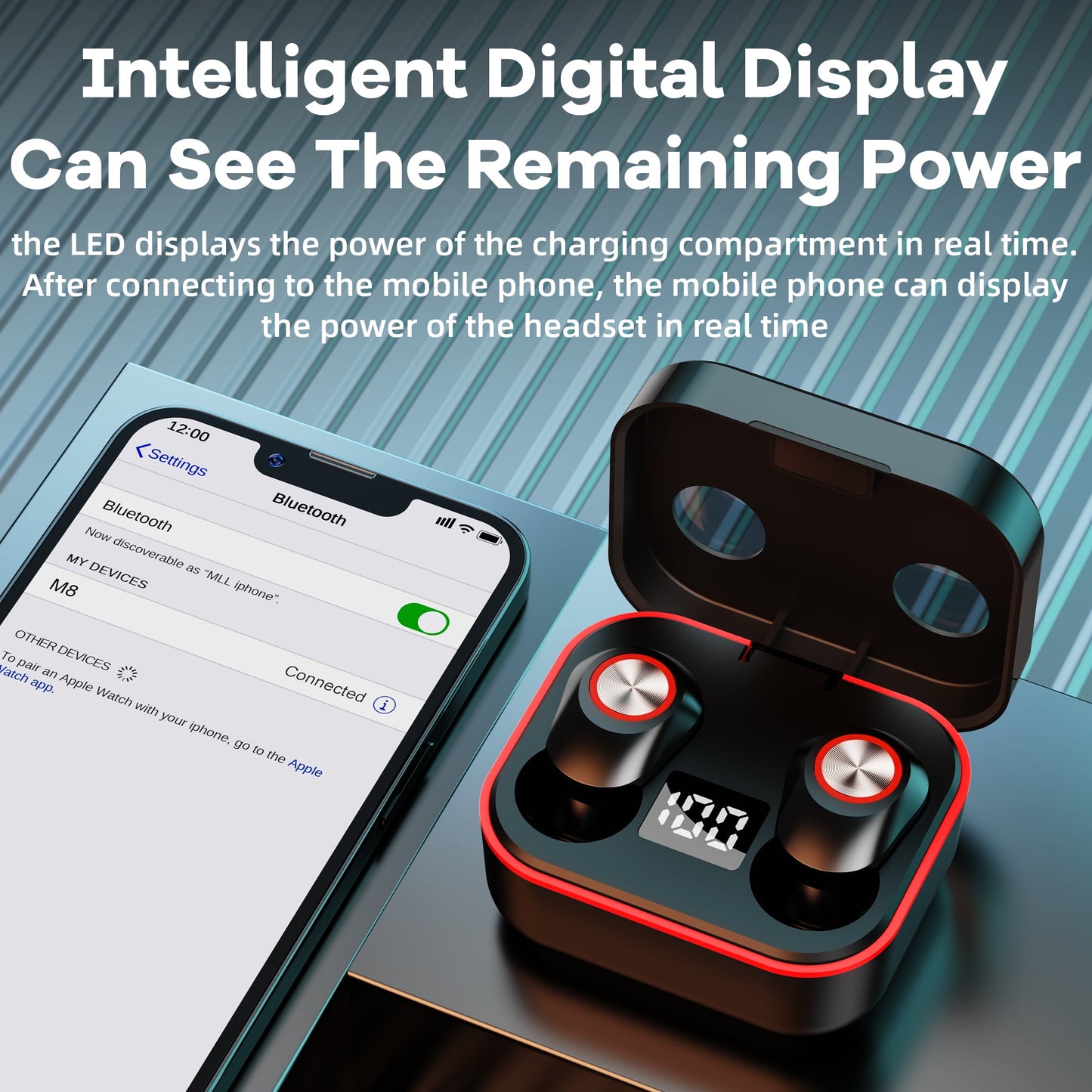 VEAT00L True Wireless Headphones, Update 5.1 Auto Pairing Touch Control HiFi Stereo Sound in-Ear Earphones Binaural Call Headset with Built-in Mic and Charging Case for Sports Running