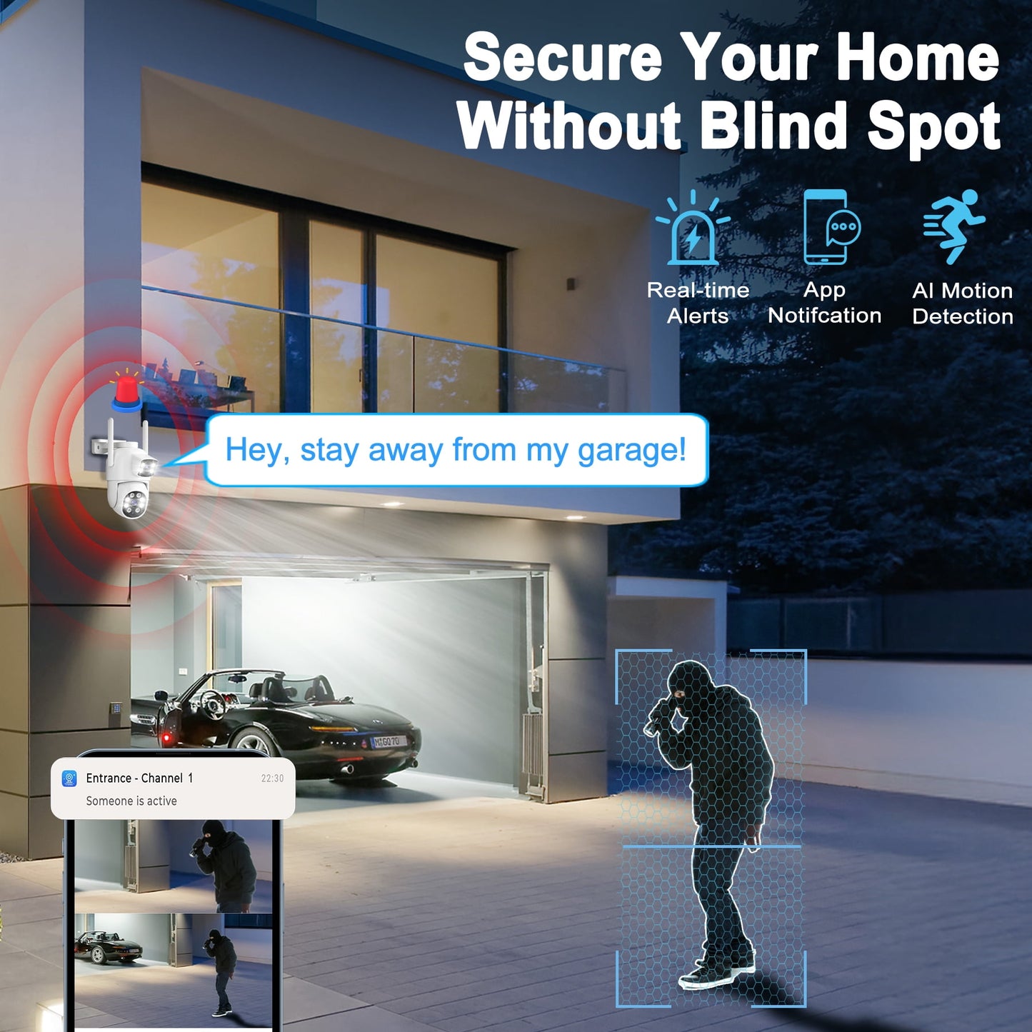 Losei 4K Security Camera Outdoor Indoor, 5G WiFi, Night Vision, Dual Screen, 2-Way Talk, Human Detection, Pan Tilt, IP66 Waterproof, Cloud & SD Storage