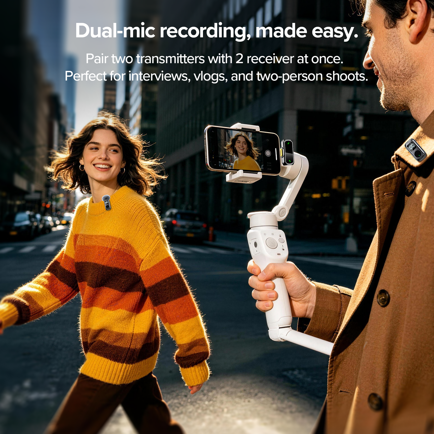 Wireless Lavalier Mini Microphone for iPhone ipad Android,USB-C Noise Canceling Lapel Lavalier Mic,Clip-On Mic with 45H Charging Case for Vlogging,Video Recording,Podcast, YouTube,TikTok(2 TX + 2 RX)