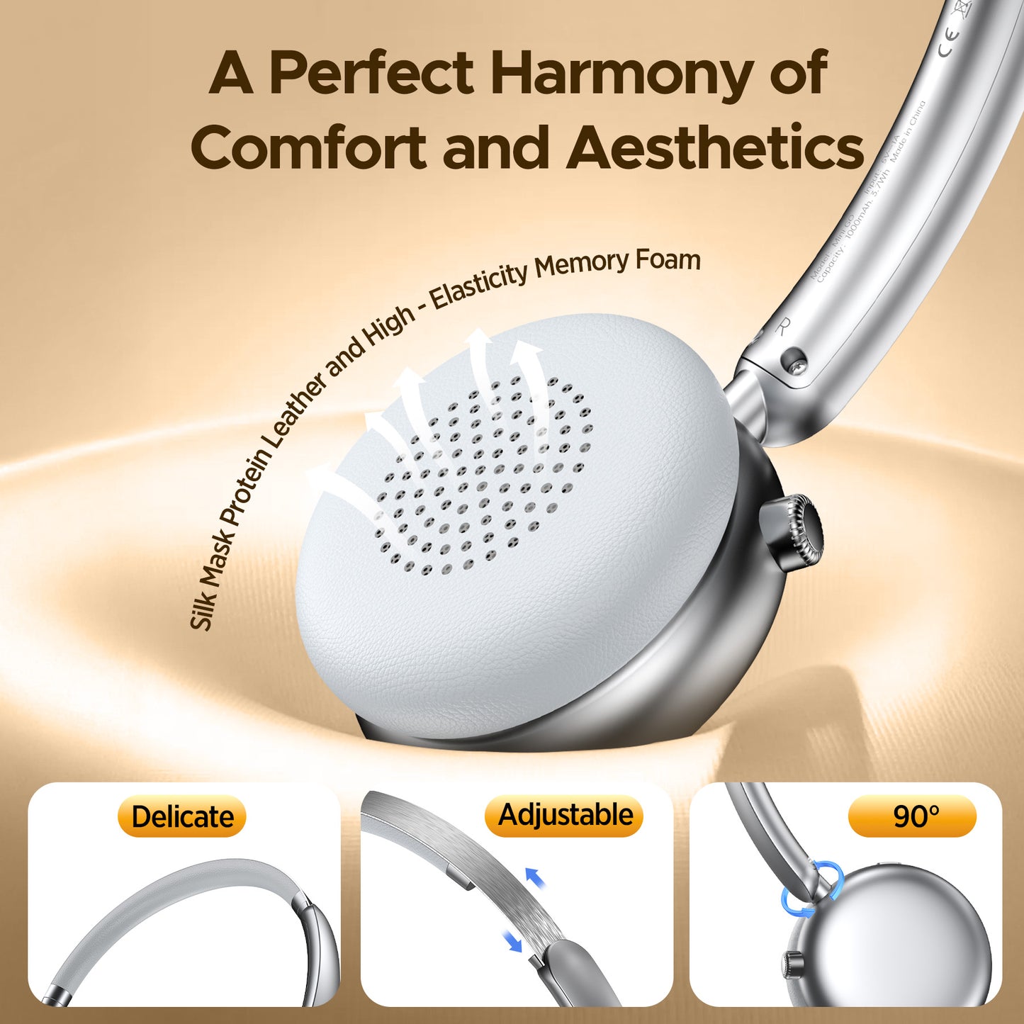 VEATOOL Mini Go Wireless Retro Headphones 100 Hours Playtime Bluetooth 5.4 Wireless ANC Over-Ear Headphones LDAC Hi-Res Wireless Audio Lightweight Wireless On-Ear Headset 70S 80S Style Silver