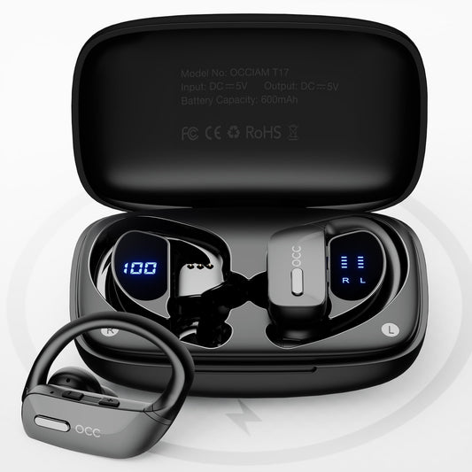 VEAT00L Fully Wireless Sport Bluetooth Rechargeable Earbud Headphones with USB Power Bank Charging Case Powerful Surround Stereo Bass and Passive Noise Cancelling