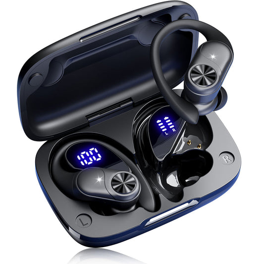 VEAT00L V6 Bluetooth Headphones Wireless Earbuds 88Hrs Playback Sport Ear Buds with Earhook Digital Display Charging Case IPX7 Waterproof Earbud Deep Bass Running Earphones for iOS Android Cellphone