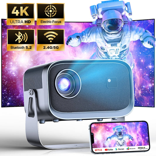 LOSEI Projector Supports 4K resolution Smart Projector Auto Keystone Correction Portable Projector with iOS/Android black