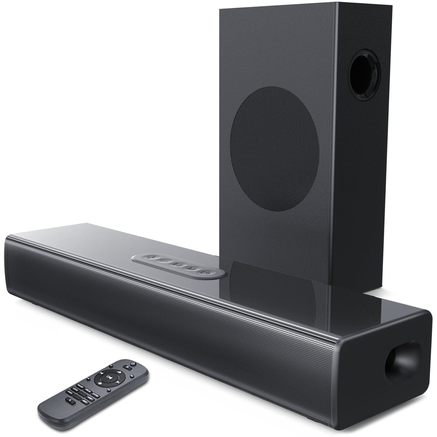 KDMLR S22 100W Sound Bar for TV, Soundbar with Subwoofer, Wired & Wireless Bluetooth 5.0 3D Surround Speakers, Optical/AUX/MIC/USB Connection, Wall Mountable, Remote Control