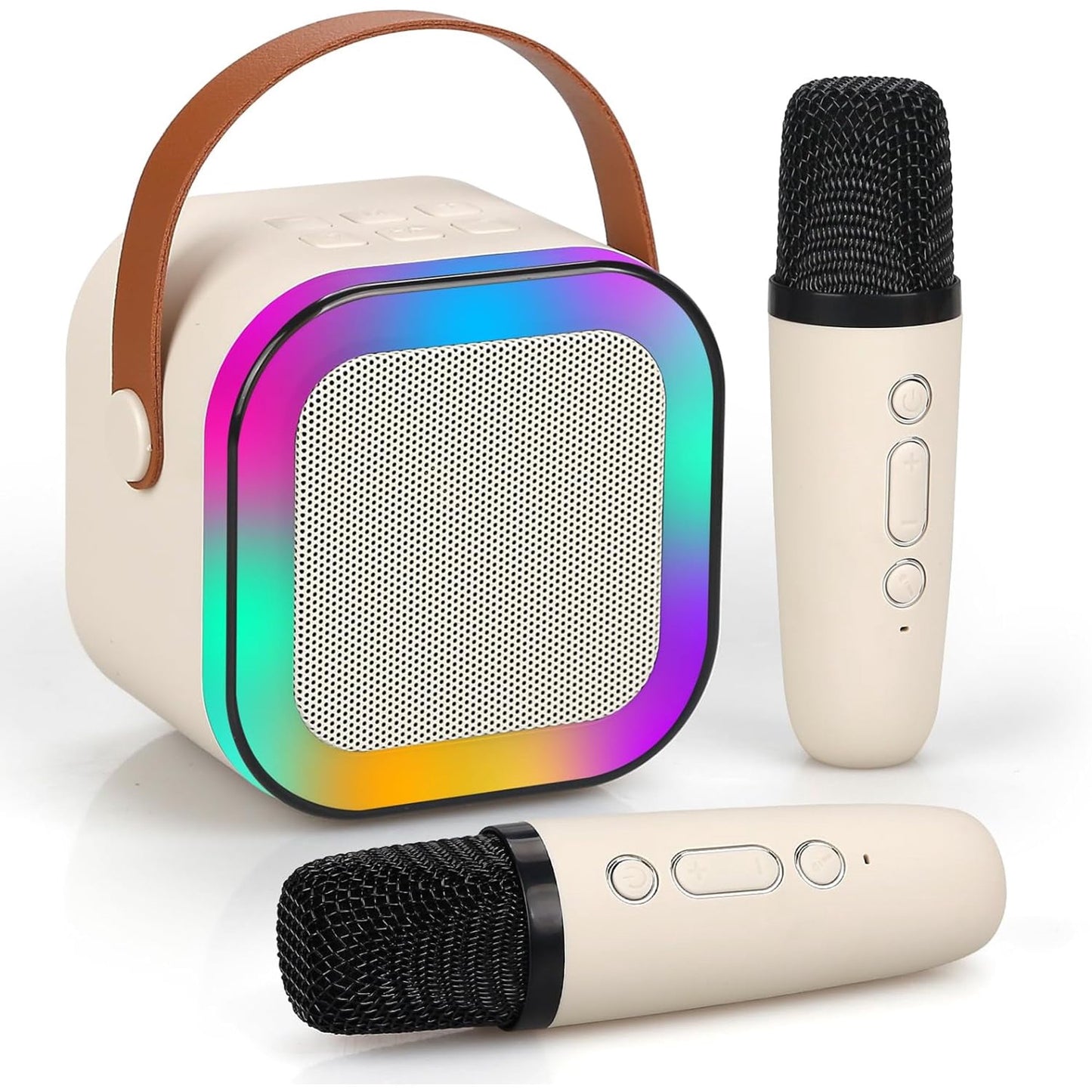 Karaoke Machine for Kids Adults,Mini Portable Blue-Tooth Karaoke Speaker with 2 Wireless Microphones and Dynamic Lights,Birthday Gift,Home KTV,Outdoor,Travel