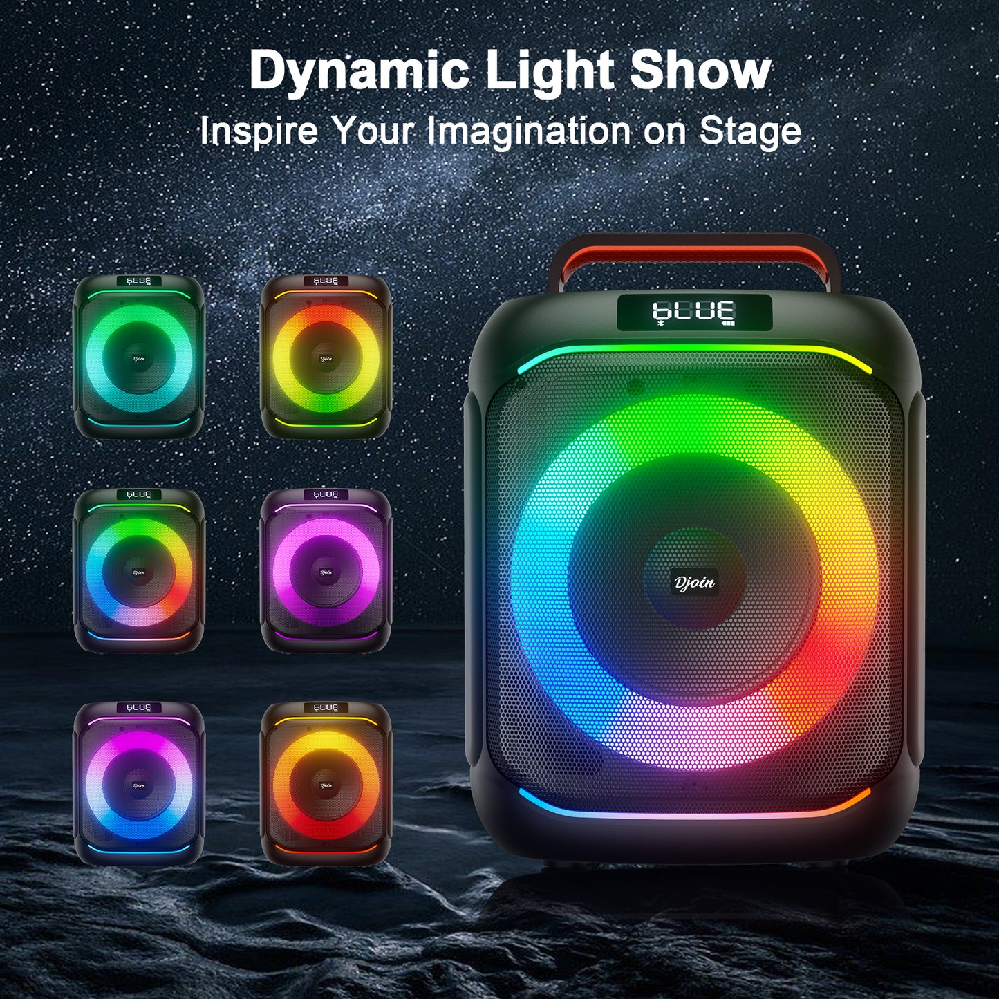 VEATOOL Karaoke Machine, Home Karaoke System with 2 Microphone, Bluetooth Speaker with Party Light, ET107