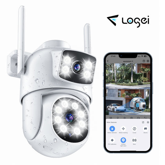 Losei 4K Security Camera Outdoor Indoor, 5G WiFi, Night Vision, Dual Screen, 2-Way Talk, Human Detection, Pan Tilt, IP66 Waterproof, Cloud & SD Storage