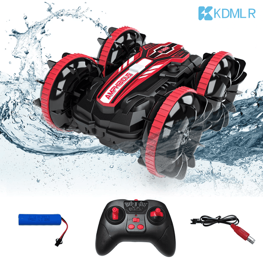 Remote Controls Cars, RC Boat & Sonic 2 Toys, 4WD Off Road Car Stunt 2.4GHz Land Water 2 in 1 Remote Control, RC Cars for Kids Boys-Red