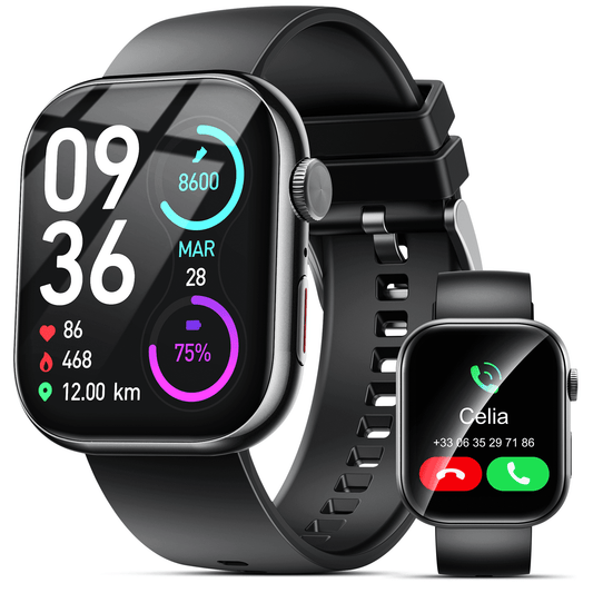 Smart Watch for Men Women, 2.01" HD Touchsreen, Bluetooth Calling, IP68 Water-Resistance, 180+ Sports Modes,, Fitness & Sleep Tracker, Android/iOS
