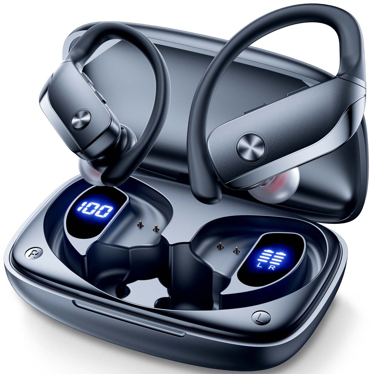 VEAT00L Wireless Earbuds Bluetooth Headphone Sport, Bluetooth 5.4 Earbud, 72Hrs Earphone with Earhook, Mic