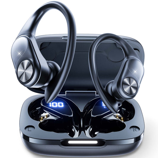 VEAT00L Wireless Earbud, 80Hrs Bluetooth 5.3 Headphones IP7 Waterproof for Sport, Running Wireless Earphones with ENC Noise Cancelling Mics, Deep Bass Over Ear bud with Earhooks for Android, iOS