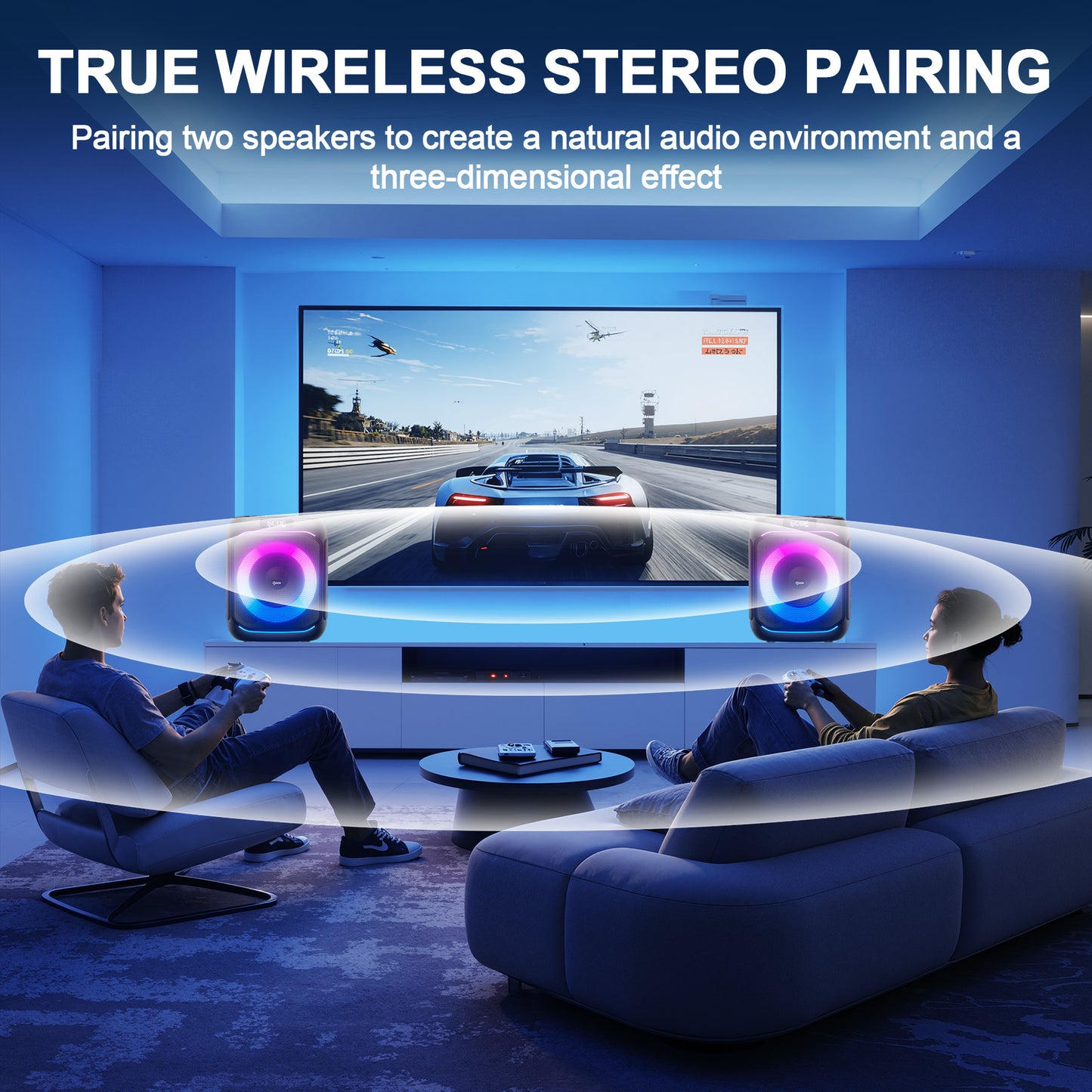 VEATOOL Karaoke Machine, Home Karaoke System with 2 Microphone, Bluetooth Speaker with Party Light, ET107