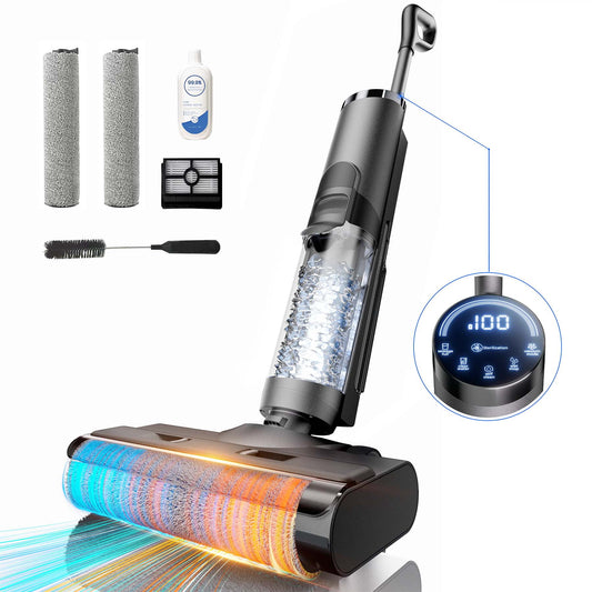 VEAT00L Cordless Wet Dry One Hard Floor Cleaner with Charging Base, Self-Cleaning with 25Kpa Powerful Suction, Great for Pet Hair and Sticky Messes, 30min Runtime, LCD Display, Voice Prompt