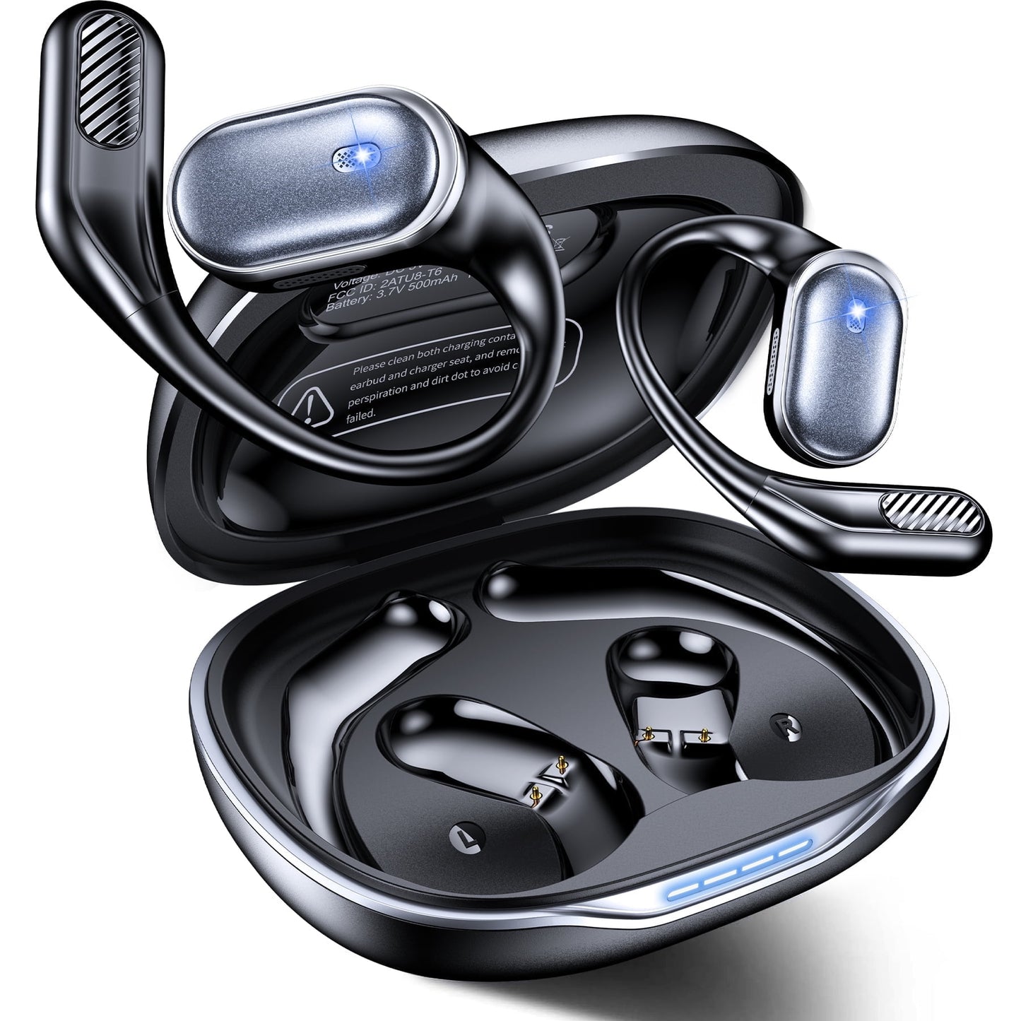 VEATOOL T6 Open Ear Headphones,Bluetooth 5.4 Wireless Earbuds,60H Playtime Stereo Sound Earphones,Air Conduction IPX7 Waterproof Open Ear Earbud with Ear Hooks, Sport Headset for Cycling Workouts