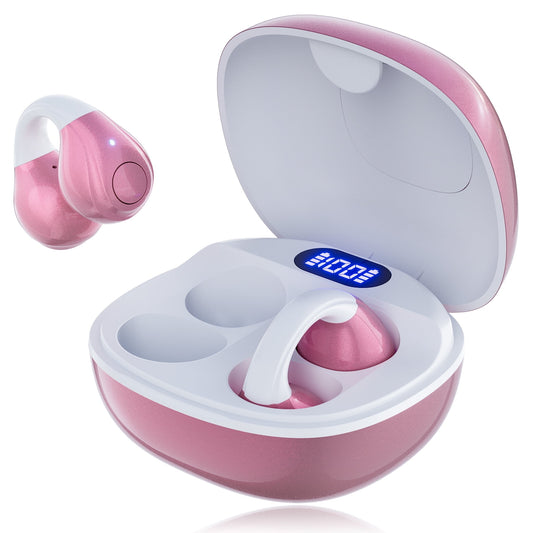 VEAT00L Open-Ear Headphones, Wireless Clip On Earbuds with Digital Display Charging Case 30 Hours Playtime, Lightweight Comfort, Stable Fit, Open-Ear Safety Design for Active and Office Use