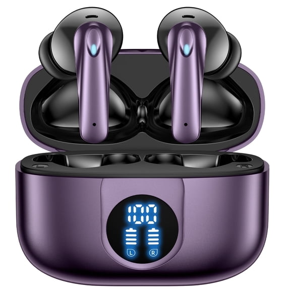 VEAT00L P91 Wireless Earbuds, Bluetooth Headphones V5.4 Stereo Ear buds with Noise Cancelling Mics, 60H Playback Mini Case with Dual LED Display, IP7 Waterproof in-Ear Earphones for Android iOS（副本）