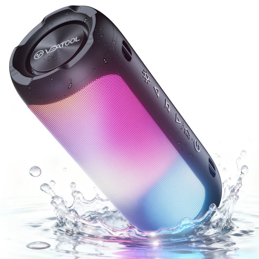 VEAT00L Portable Bluetooth Speaker,Floating Dustproof Speaker,25W Stereo Sound Wireless Speaker with Cool Dynamic LED Lights, IPX6 Waterproof Bluetooth Speakers, BT5.3, TWS Surround Pairing