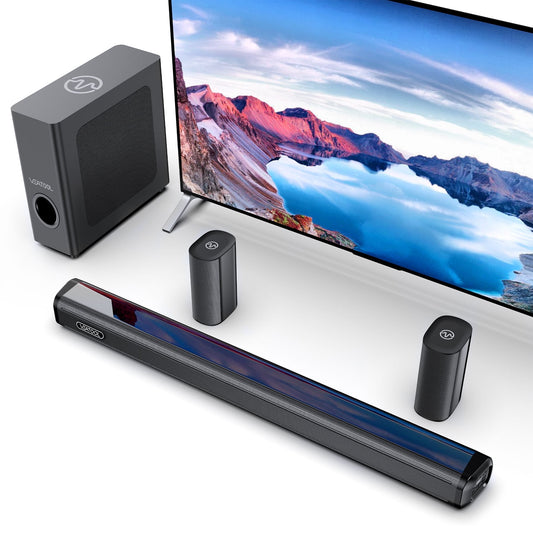 VEAT00L S60L 5.1ch Sound Bars with Wireless Subwoofer,Bluetooth 5.3 3D Surround Speakers for TV,2 Rear Surround Sound Speakers,Optical/HDMI/AUX/COAX/ARC/USB Connection (Adapters Sold Separately)