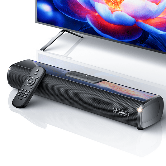 Veatool S10 TV Soundbar, 40Watts-16 Inches Small Bluetooth Sound Bar with Optical, AUX and USB Input