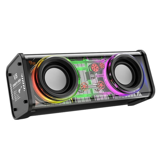 VEAT00L F8 Portable Bluetooth Speaker Transparent Mecha Wireless Speaker with Colorful LED Lights,BT 5.3,Steel Bass Vibration Film Audio,TWS Stereo Sound 6H Speakers for Party Camping Beach Travel