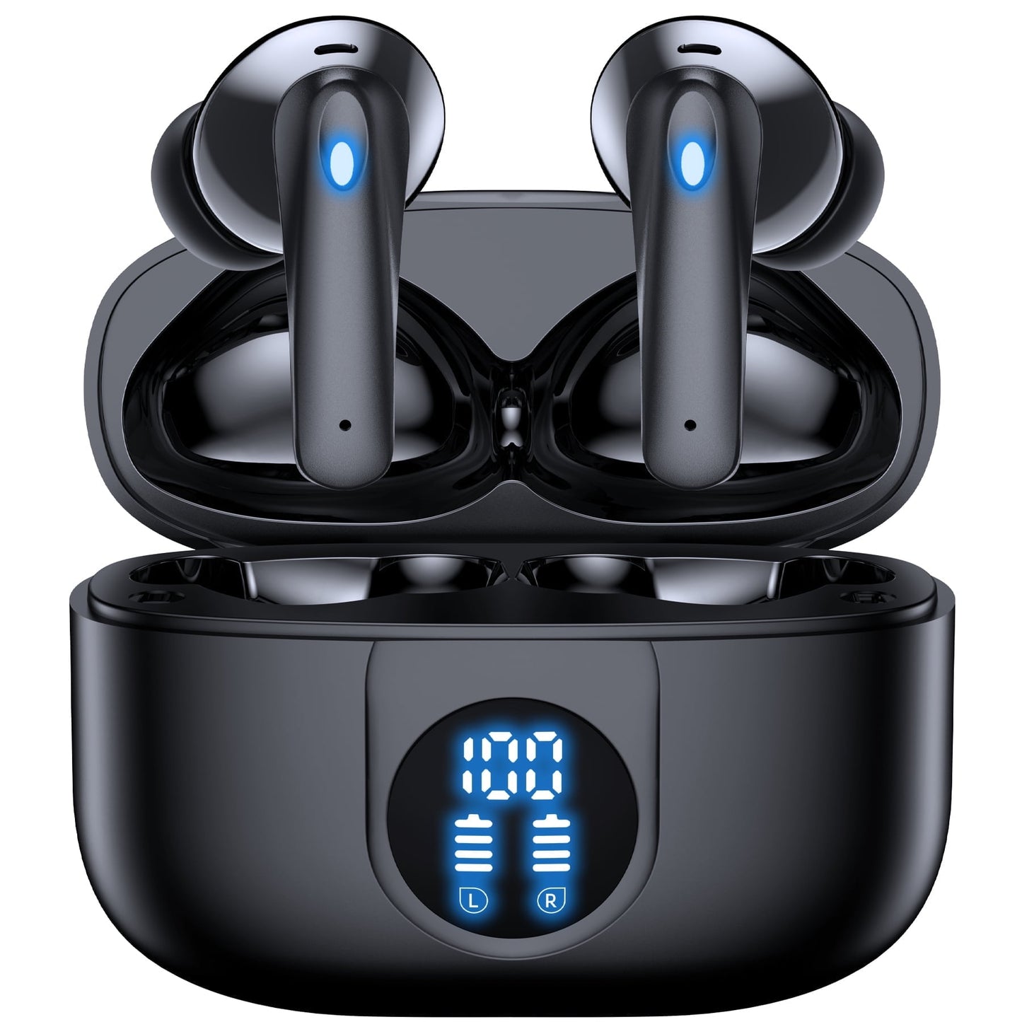 VEAT00L P91 Wireless Earbuds, Bluetooth Headphones V5.4 Stereo Ear buds with Noise Cancelling Mics, 60H Playback Mini Case with Dual LED Display, IP7 Waterproof in-Ear Earphones for Android iOS