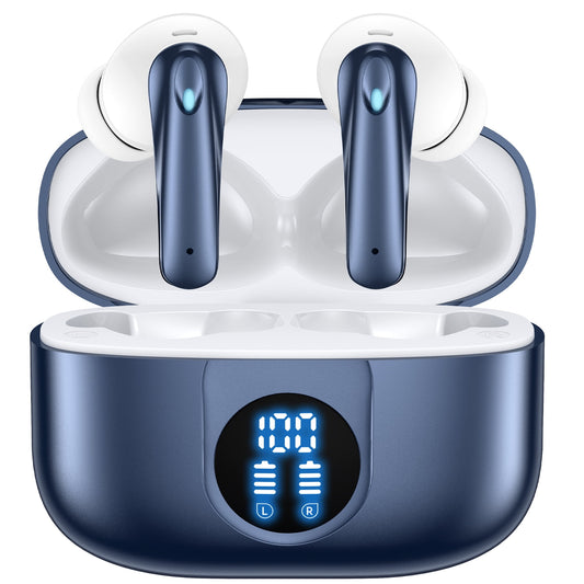 VEAT00L P91 Wireless Earbuds, Bluetooth Headphones V5.4 Stereo Ear buds with Noise Cancelling Mics, 60H Playback Mini Case with Dual LED Display, IP7 Waterproof in-Ear Earphones for Android iOS