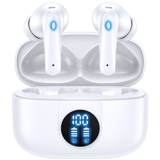 VEAT00L P91 Wireless Earbuds, Bluetooth Headphones V5.4 Stereo Ear buds with Noise Cancelling Mics, 60H Playback Mini Case with Dual LED Display, IP7 Waterproof in-Ear Earphones for Android iOS