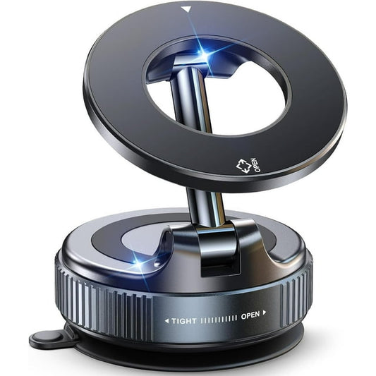 Vacuum Magnetic Suction Cup Phone Mount for Magsafe, 360° Adjustable Magnetic Phone Holder, Pocket Size Foldable Portable Cell Phone Holders for Your Car for All Smartphones & All Car Models