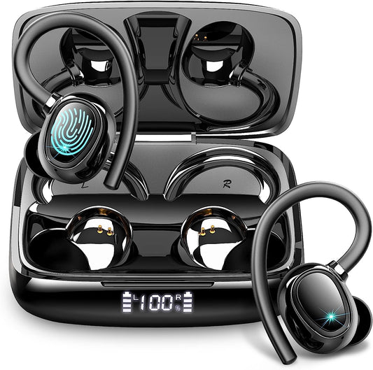 Wireless Earbuds Bluetooth Headphones 48hrs Play Back Sport Earphones with LED Display Over-Ear Buds with Earhooks Built-in Mic Headset for Workout