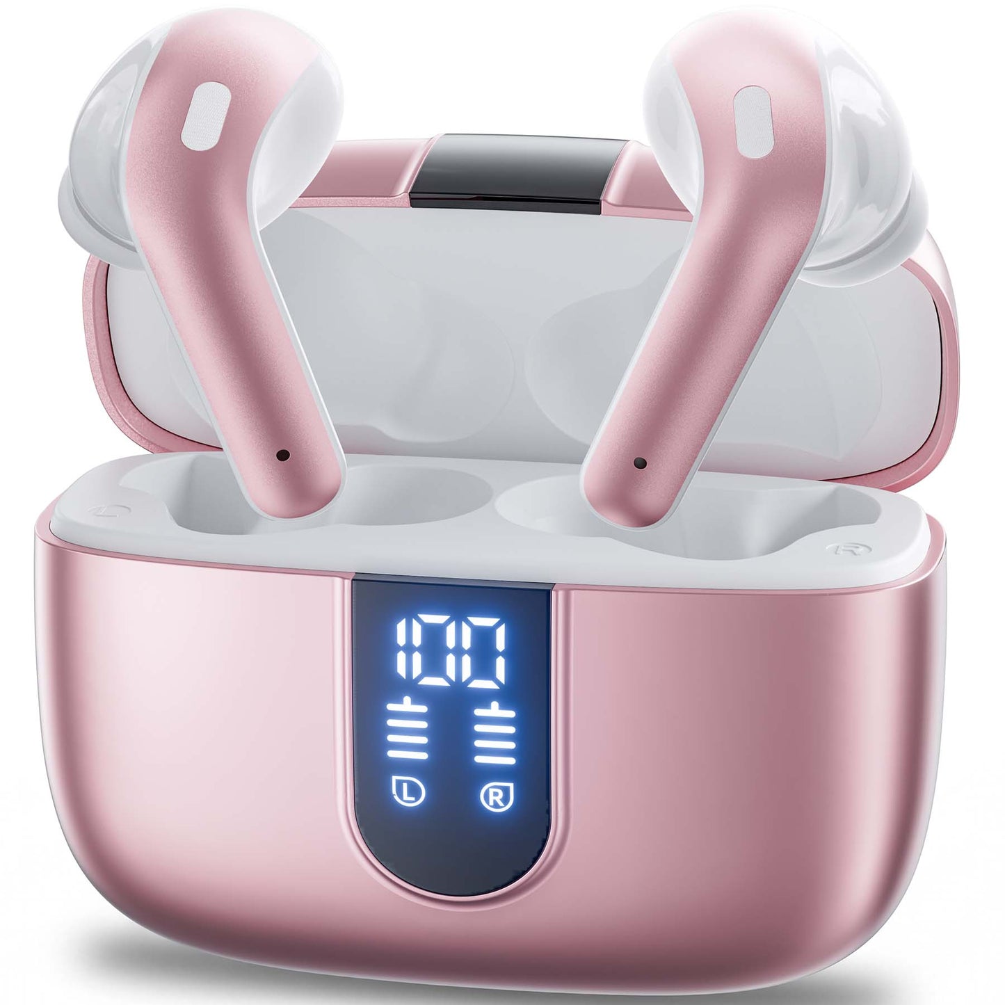 VEATOOL Bluetooth Headphones True Wireless Earbuds 65H Playback Power Display Earphones with Wireless Charging Case IPX7 Waterproof in-Ear Earbuds with Mic for TV Phone Computer Laptop