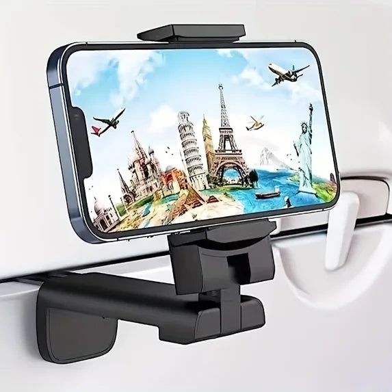 XANLUOER Airplane Travel Essentials Phone Holder, Universal Handsfree Phone Mount for Flying with 360 Degree Rotation, Accessory for Airplane, Travel Must Haves Phone Stand for Desk, Tray Table